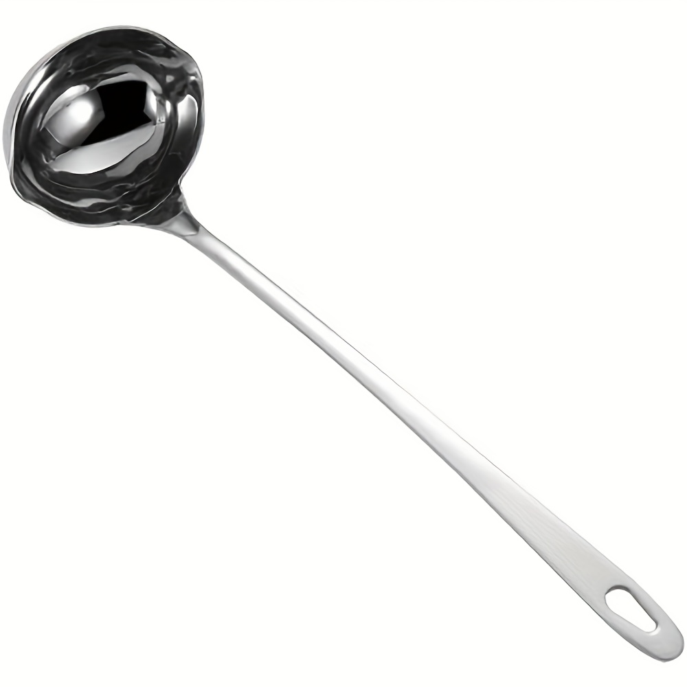 10.6-inch Stainless Steel Can Spoon With Backflow Spout - Perfect For Oil, Soup And Sauce - A Durable Kitchen Cooking Tool
