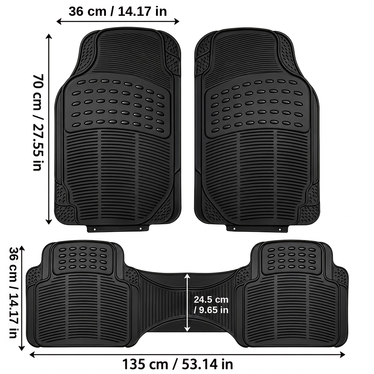 TEMU 3-pack Durable Car Floor Mats, Durable Pvc Non-slip And Easy To Clean, Universal Car Mats For Sedans And Suvs, Universal Design