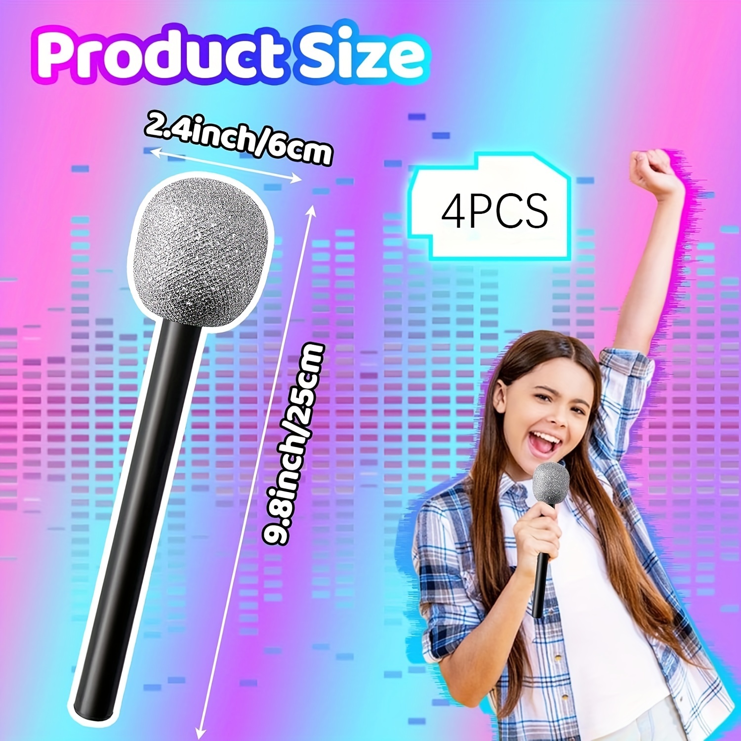 VANZACK Fake Mikrofon Set - 3 Stück Bühnenrequisiten Schwarz Gold Silber