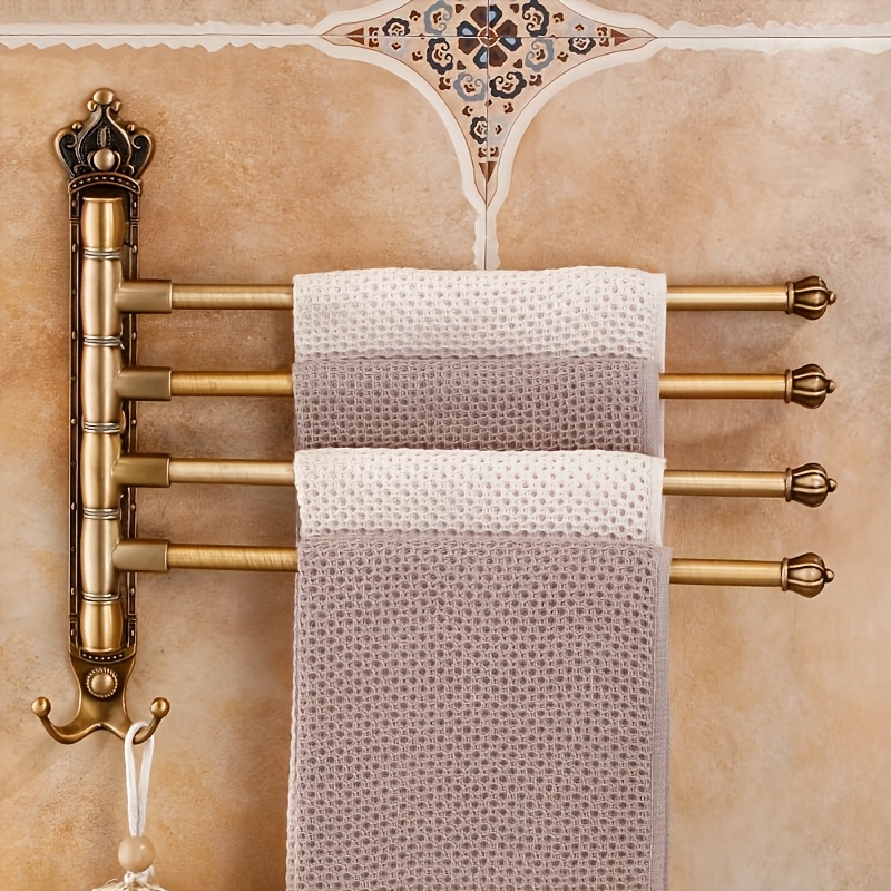 1pc Vintage Alloy Swivel Towel Rack Space Saving Wall Mounted Bathroom  Organizer with Towel Bar, Spacesaving Rack Vi