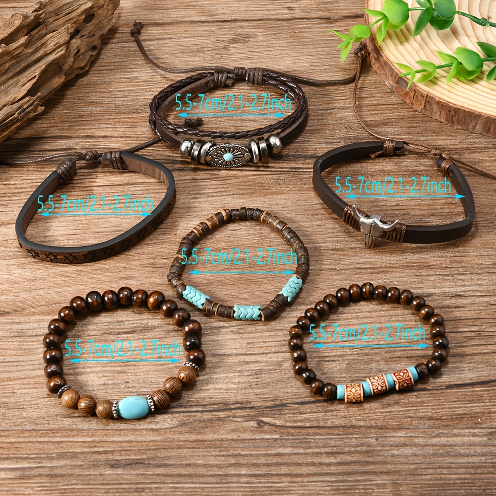 24pcs Boho Beaded Cow's Head Feather Charm Bracelet Set