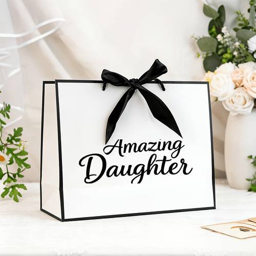 1pc gift bag with the words awesome daughter large capacity stylish design suitable for birthdays christmas and graduation ceremonies very suitable as a gift bag from parents to their daughter