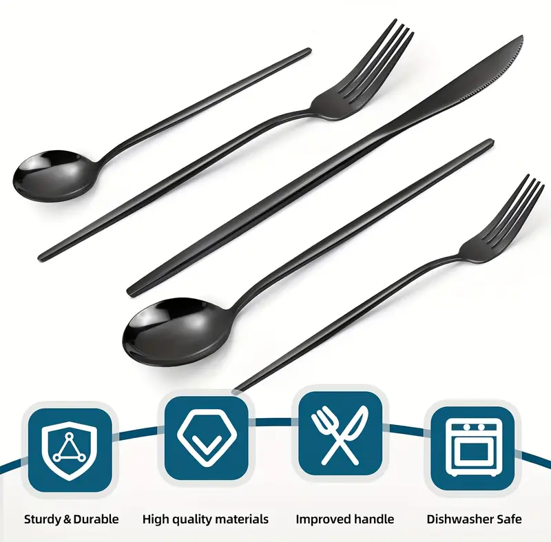 60pcs stainless steel cutlery set 12 people knives forks spoons set with gift box including dinner knives dinner spoons dinner forks dessert spoons dessert forks banquets parties restaurants Product details 2