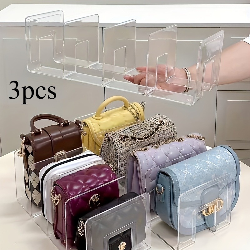 TEMU Juego de 3 cajas de almacenamiento acrílicas, organizadores transparentes de 3 filas y 4 compartimentos, ideales para bolsos, carteras y joyas,
