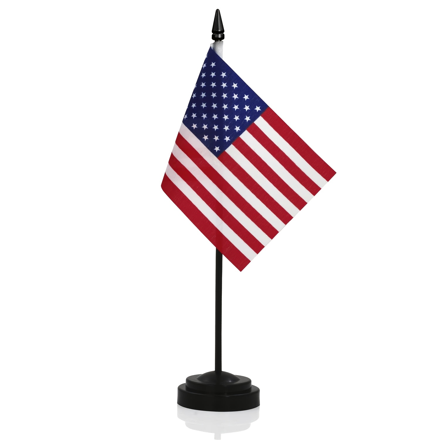 TEMU Usa Luxury Table Flag Set - 6 X 4 Inches Miniature Desktop Flags With 10-inch Solid Rod - Vibrant Colors, Fade-resistant - And Spear-shaped Top