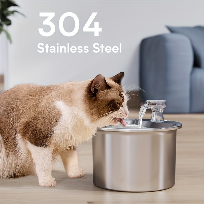 Stainless Steel Pet Water Fountain Usb Battery Operated Temu