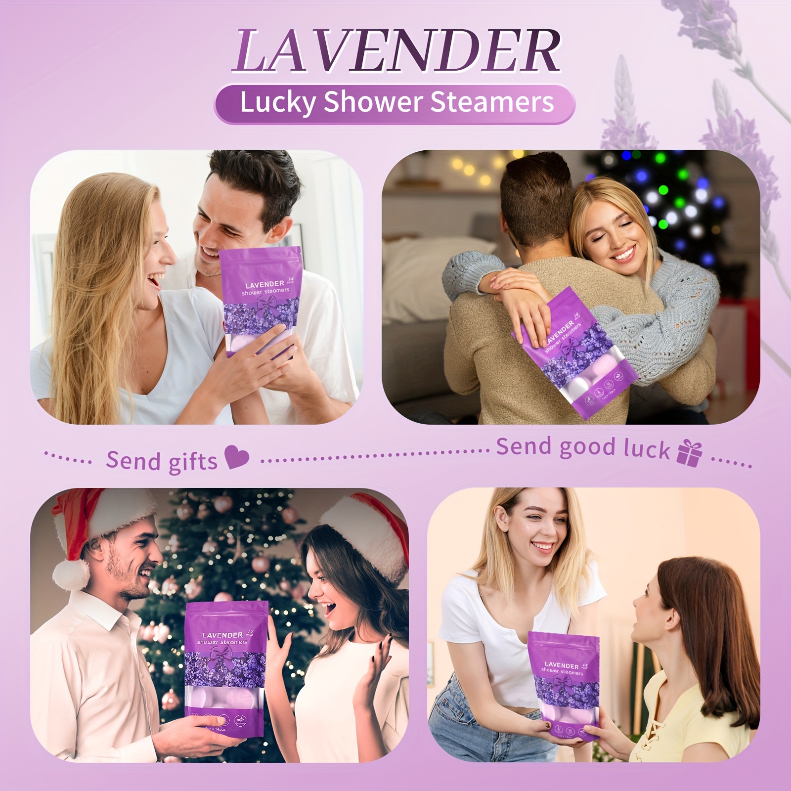 14-Pack Lavender Shower Steamers with Essential Oils for Self Care