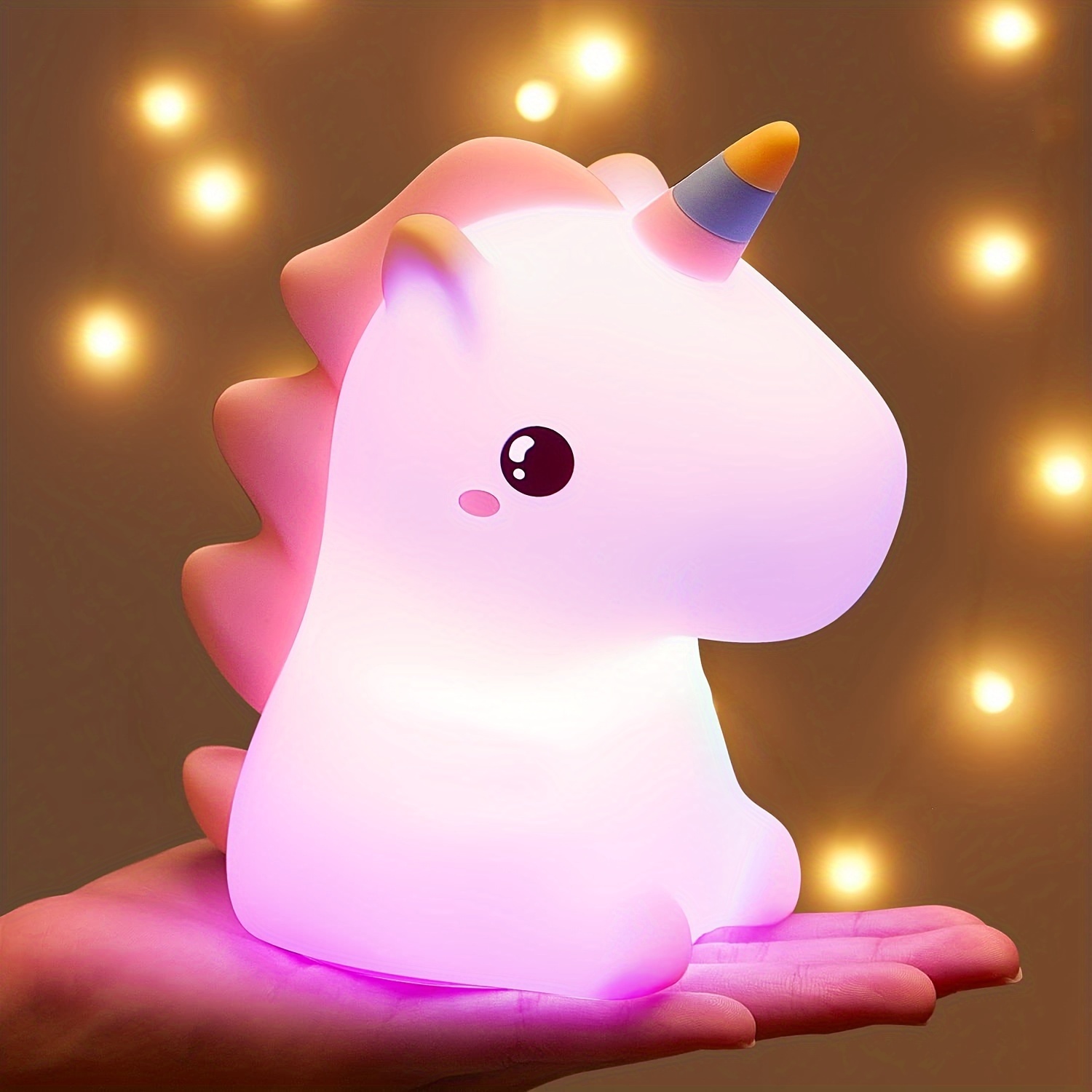 

1pc, Led Animal Night Light For Kids, 7 Adjustable Colors, , Solid Color Plastic Lamp, Freestanding, Theme Bedroom Tabletop Nightlight, Battery Operated (aaa), Portable Silicone Baby Room Decor Light