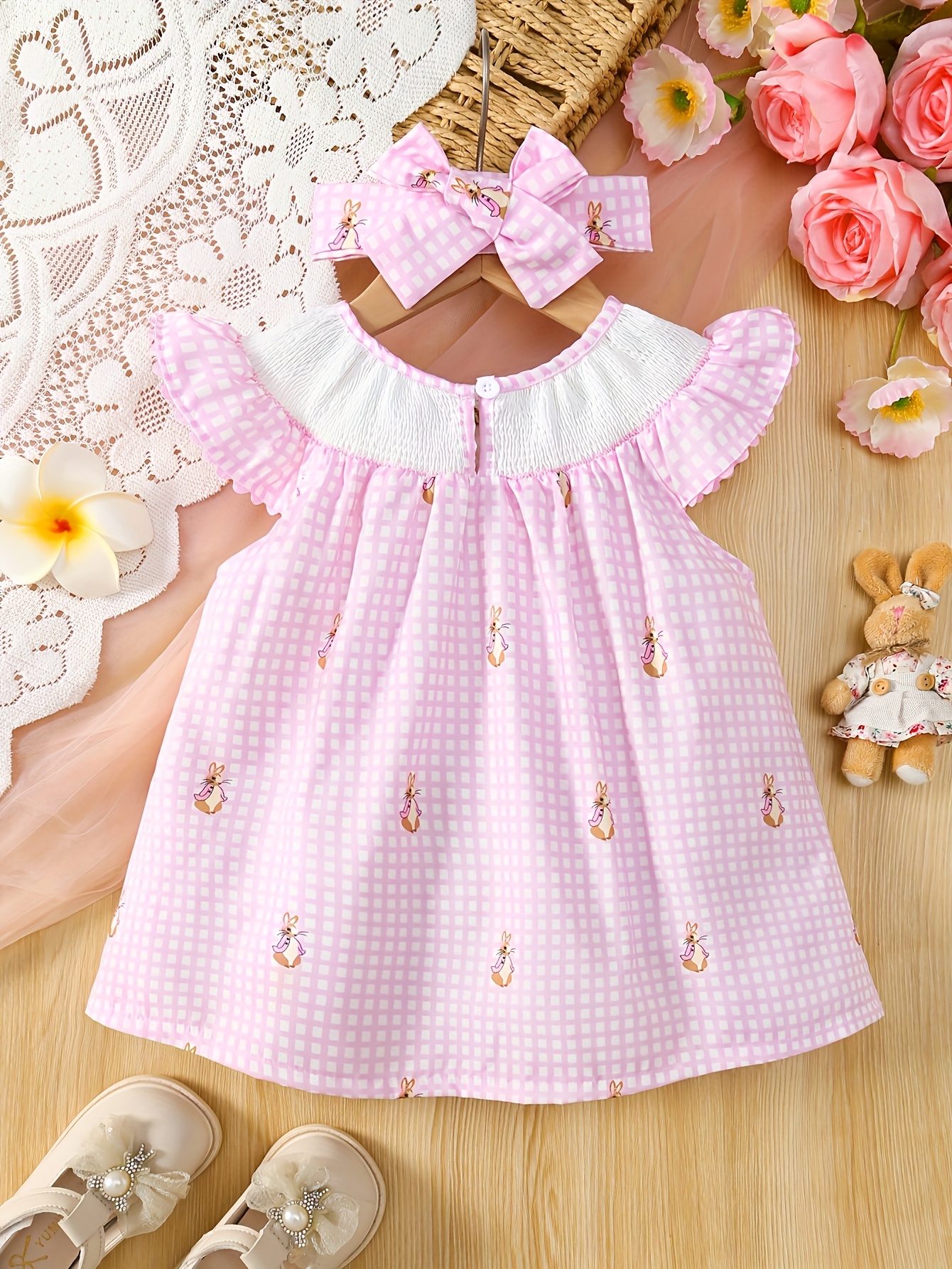 white christmas dresses Pastel Rainbow Gingham Flower Dress