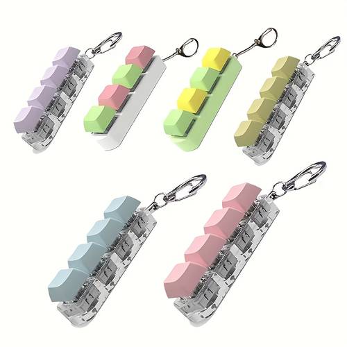 1 relax keychain fidget toy keyboard keyring calming gadget random and relaxation halloween thanksgiving christmas gift easter gift