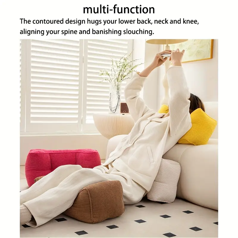 1pc lumbar support cushion adjustable ergonomic seat pad for home fluffy polyester filling machine washable pressure foam for posture for sofas chairs car seats seat cushion Product details 3