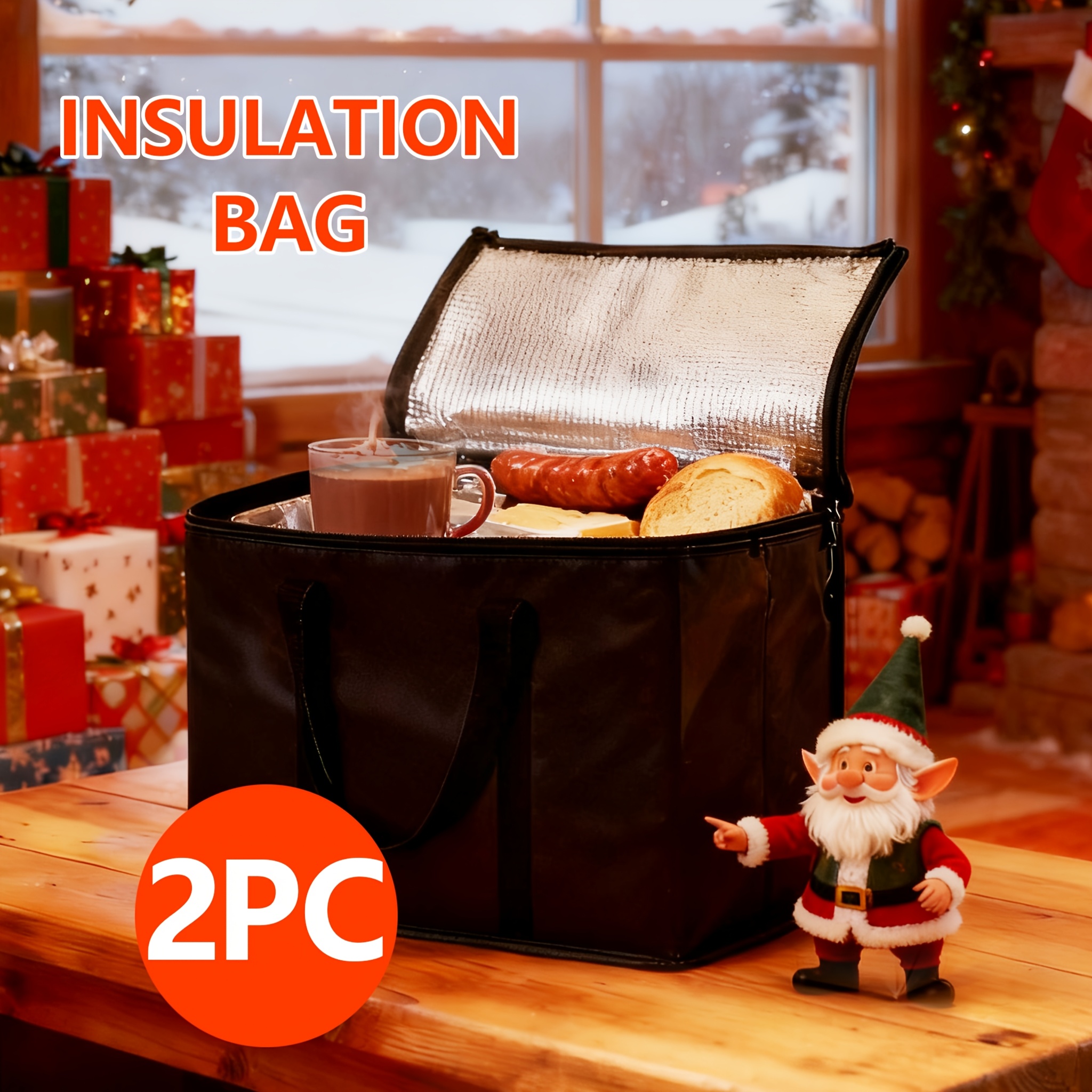TEMU 35l Large-capacity Thickened Insulated Bag With Support Plate, Providing Insulation For Hot And Cold Foods. Ideal For Pizza Delivery, Everyday