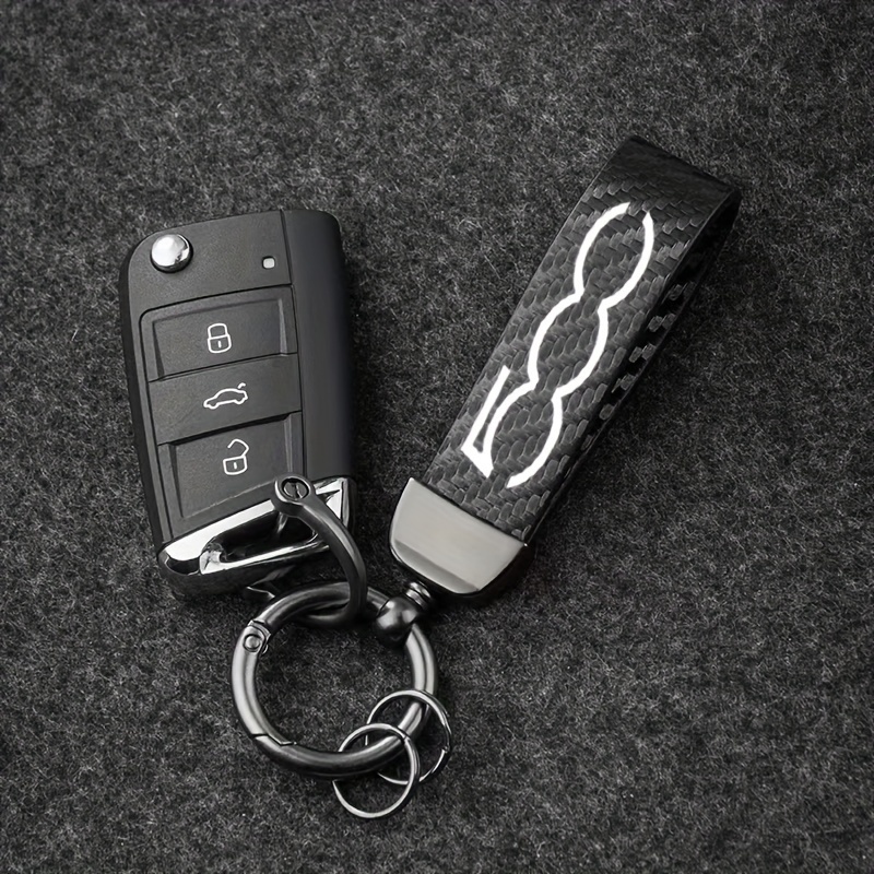 

500 Series Carbon Fiber Car Keychain With Valve Core Tool - Perfect For Auto Enthusiasts