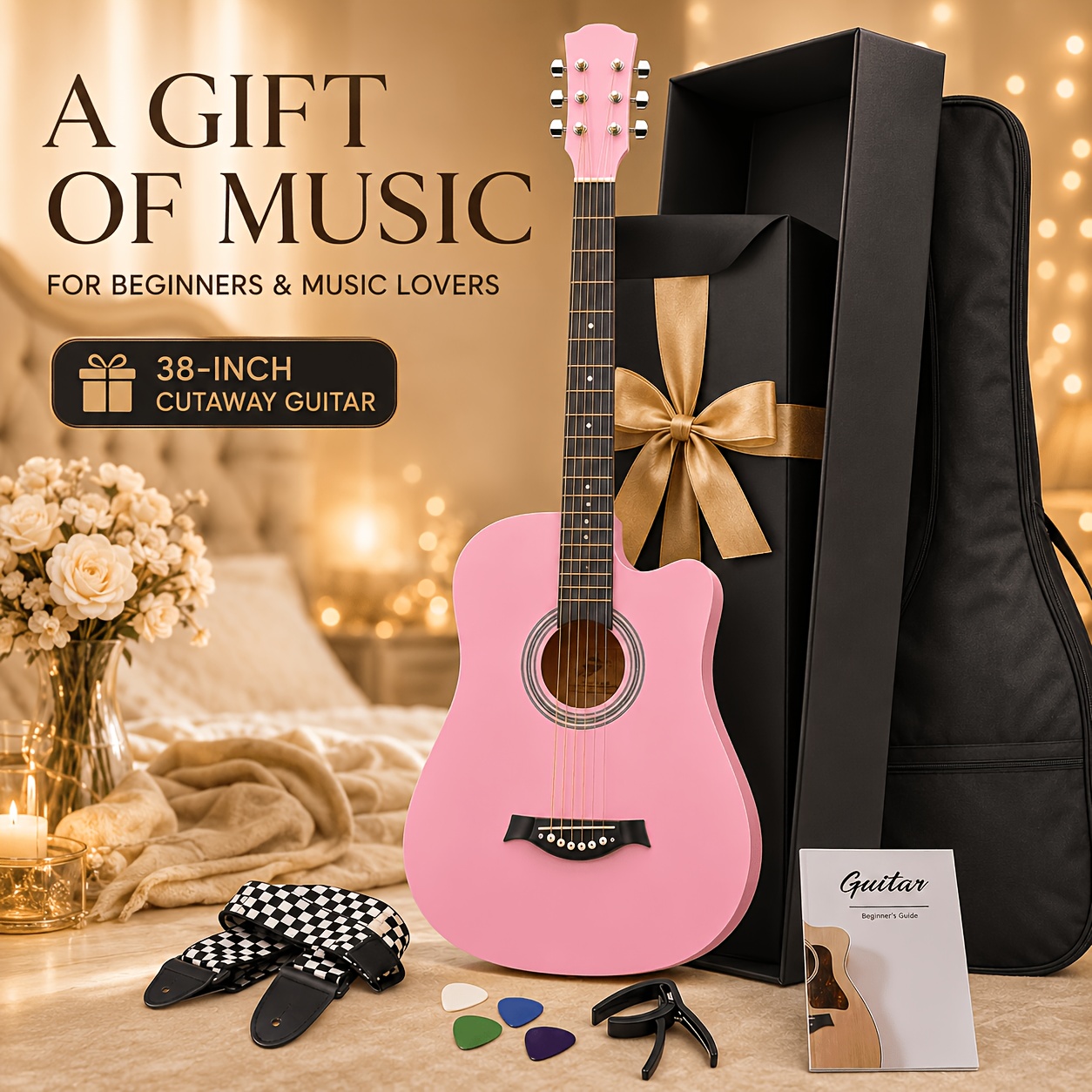 38 Inch Entry-Friendly Cutaway Acoustic Guitar for Beginners, Well... product image 3