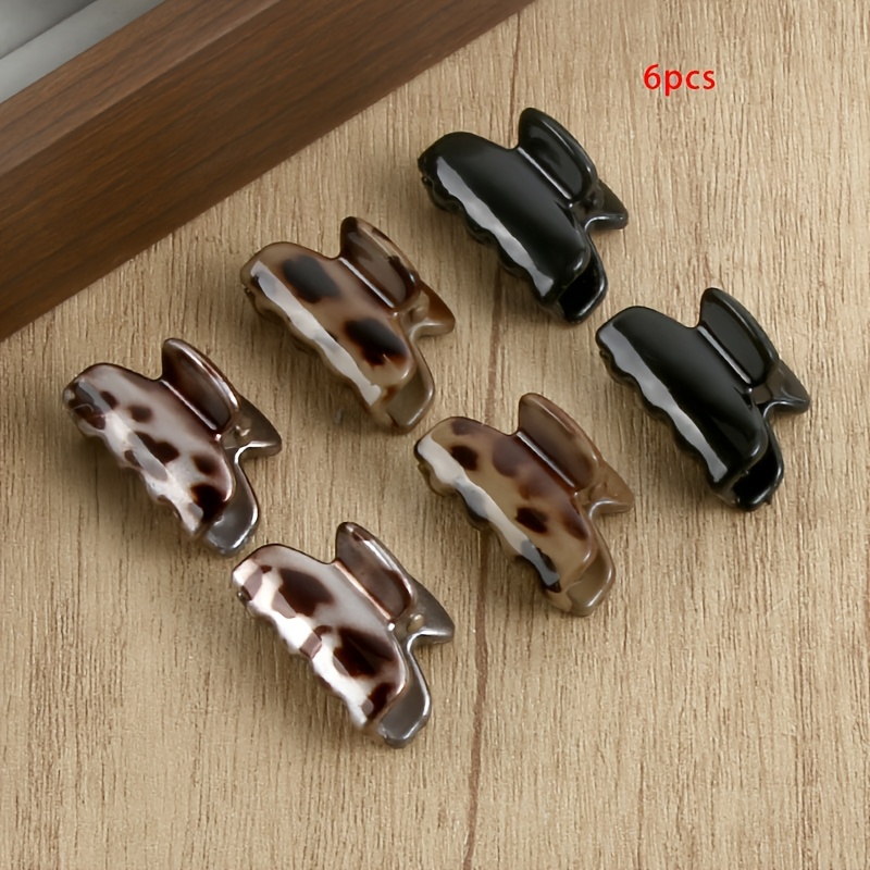 TEMU 6pcs Of Stylish And Easy Mini Leopard Print Hair Clips, Perfect For Side Bangs And Half-up Hairstyles, Versatile Hair Additions For , Ideal As A