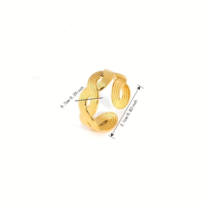 Women's Minimalist Stainless Steel Open Ring, Flat Braid Style