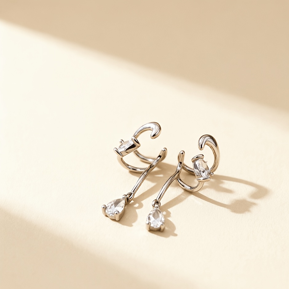 Elegant High-End Water Drop Shaped Clip-On Earrings