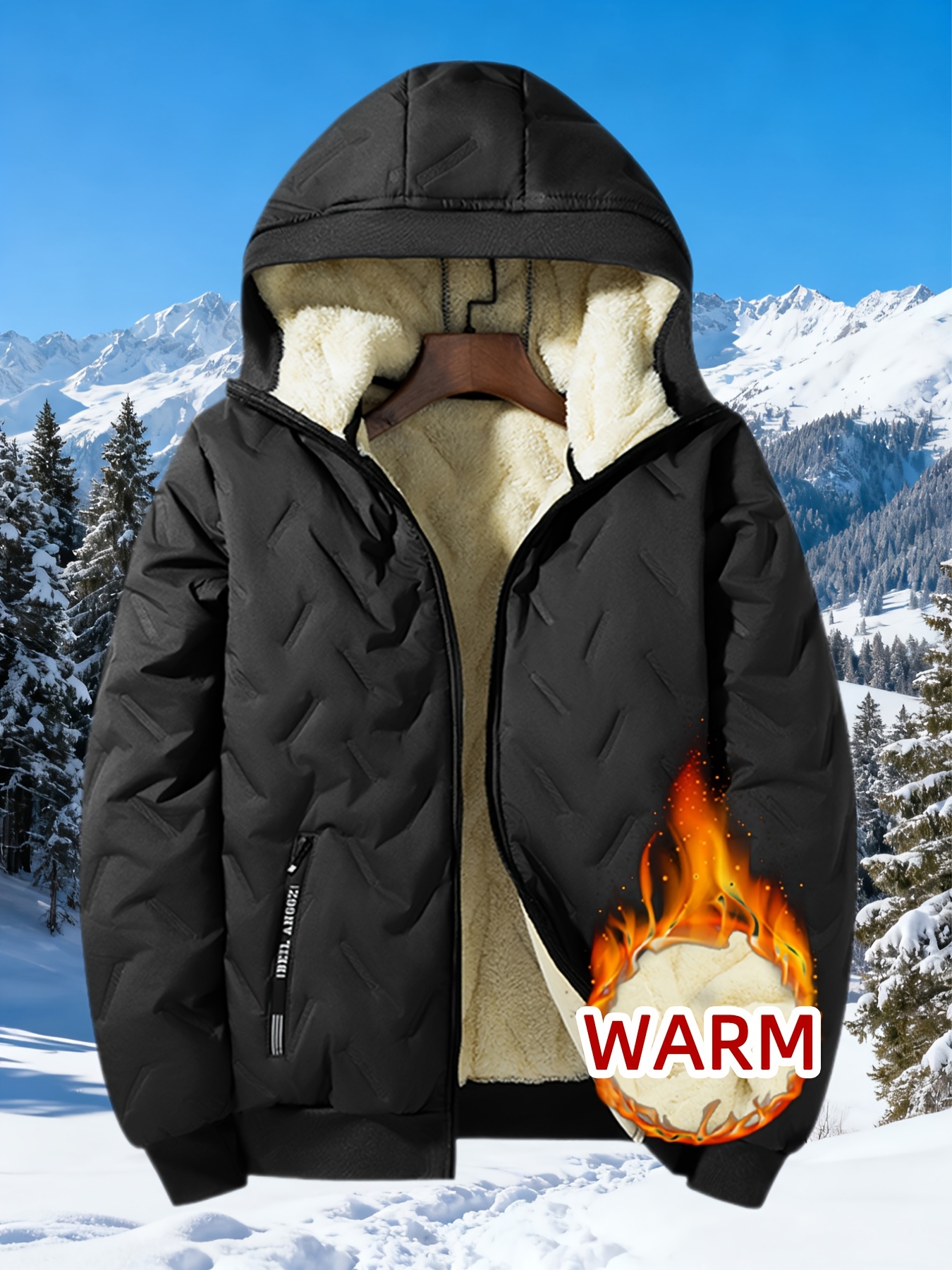 Heren Winter Warme Casual Fashion Jas | Met Capuchon, Niet-Rekbaar, Effen Kleur met Zakken, Losse Pasvorm, Gevuld met Vezel