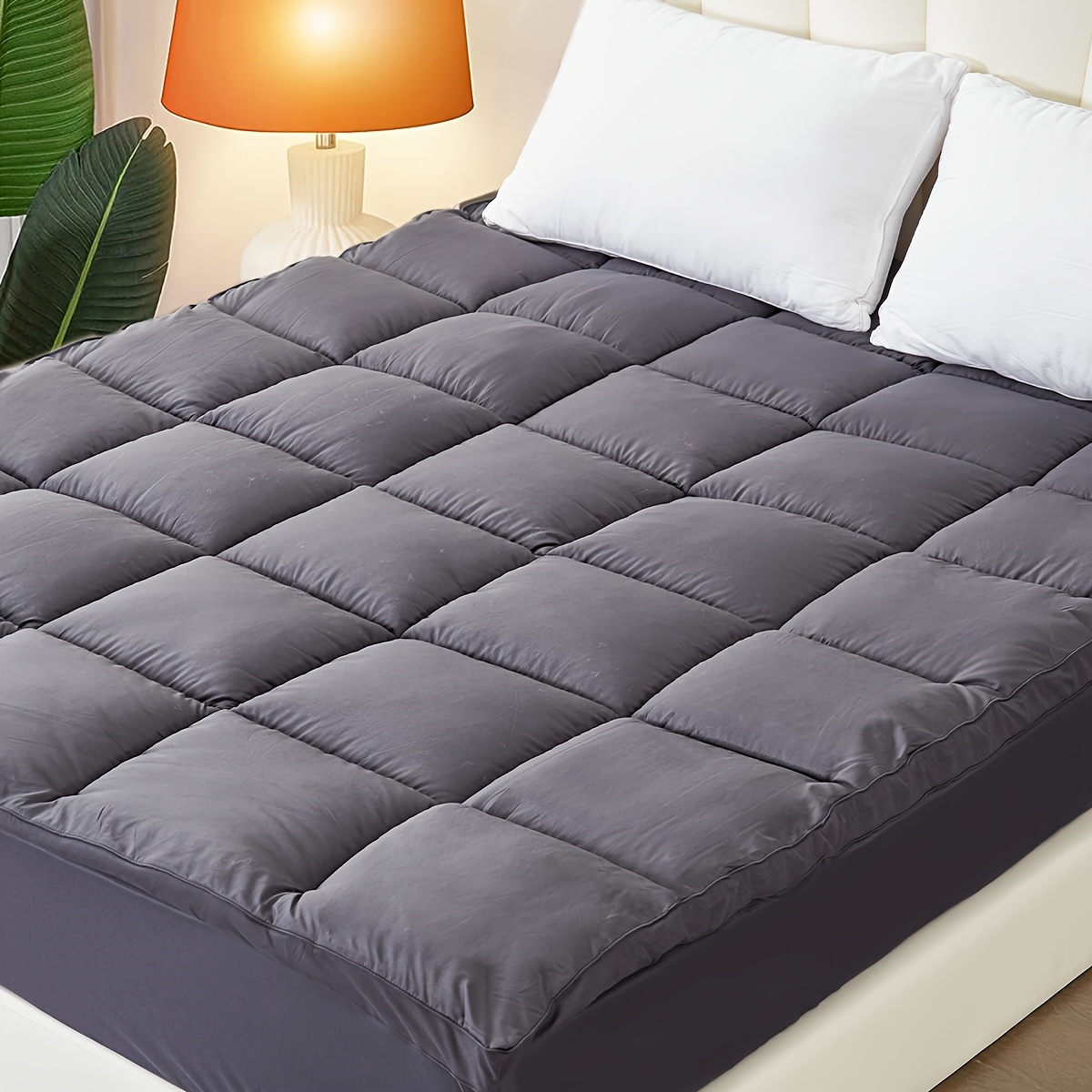 Image of 1pc Bedding Mattress Topper, Cooling Mattress Pad Cover With 8-21 Inch Deep Pocket, Plush Pillow Top Mattress Topper Overfilled With Microfiber Filling, Breathable Quilted Fitted Mattress Pad