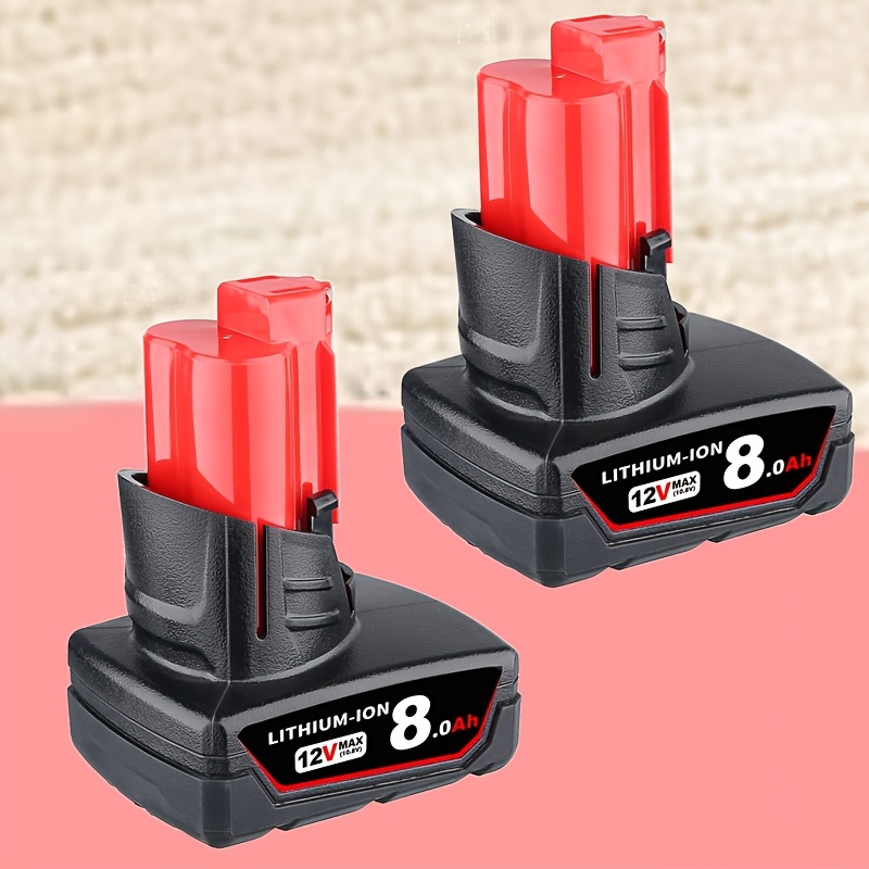 TEMU Set Of 2 8.0ah High-capacity Lithium-ion Batteries Designed To Replace For M12 12v Power Tools (models 48-11-2411, 48-11-2440, 48-11-2460),