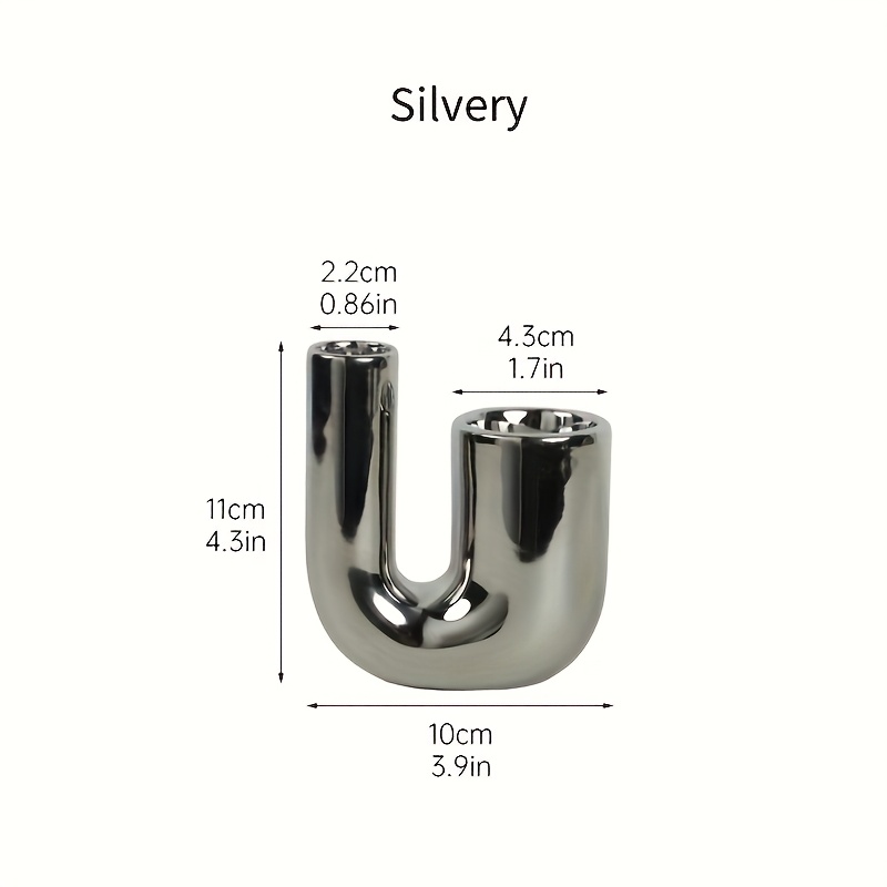 E-shop 1 Stück Moderner Minimalistischer Leichter Luxus Silberner Keramik Kerzenhalter Deko, Kerzenlicht-Dinner-Requisite, Kleiner Tischkerzenständer