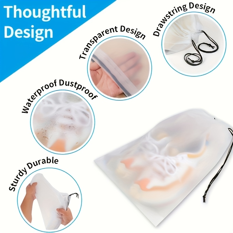5pcs transparent waterproof plastic storage bags portable reusable high quality organizer bags suitable for travel gym laundry shoe and cosmetic protection laundry bags transparent storage bags waterproof material waterproof bags