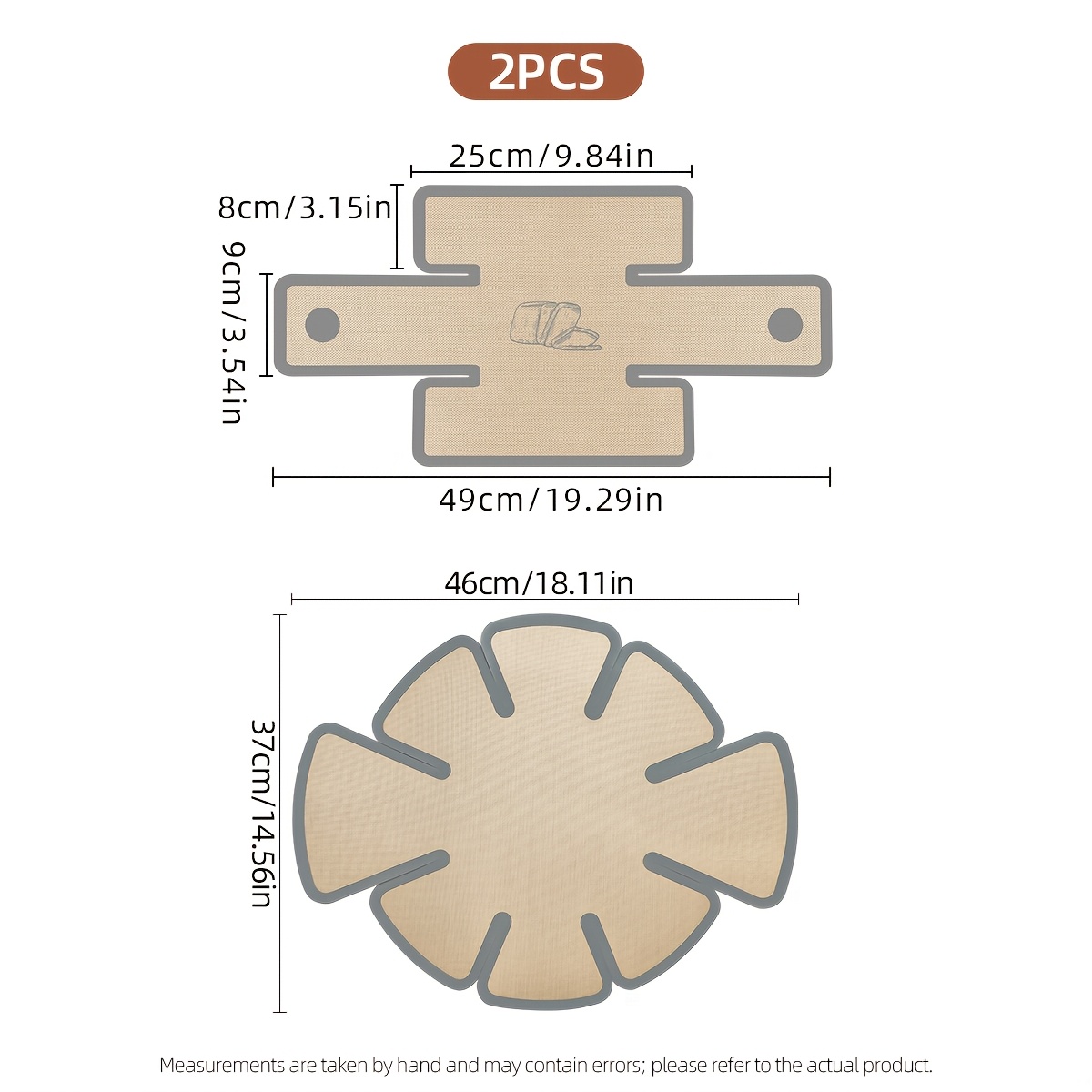 TEMU 2pcs Reusable Extra-large Silicone Baking Slings Set, Including A Rectangular Bread Pan Liner And A Round Cake Pan Silicone Lifter,