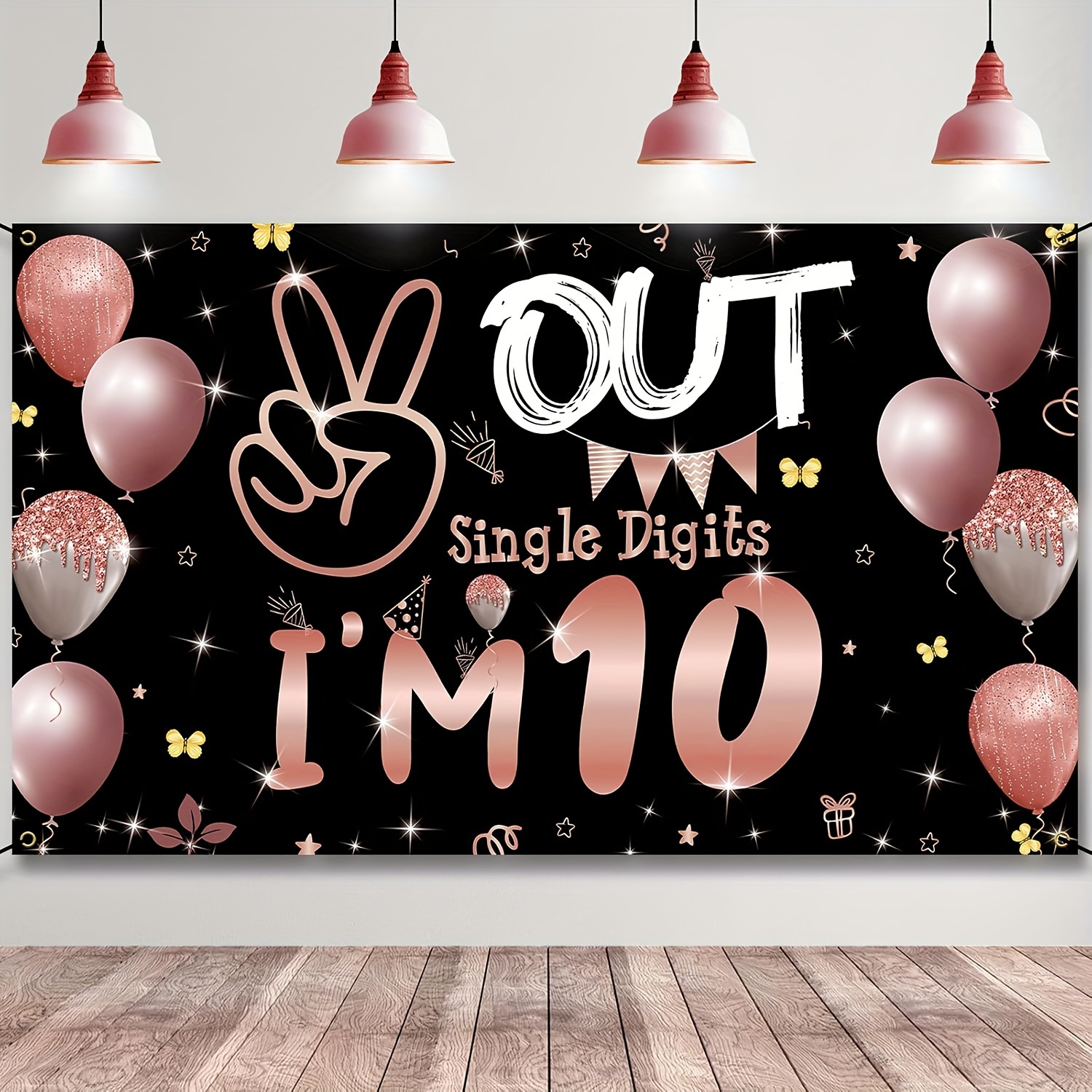 Geburtstagsbanner 'In Meiner Zweistelligen Ära' – 180 X 109 Cm, Schillernd Für Mädchen Zum 10.