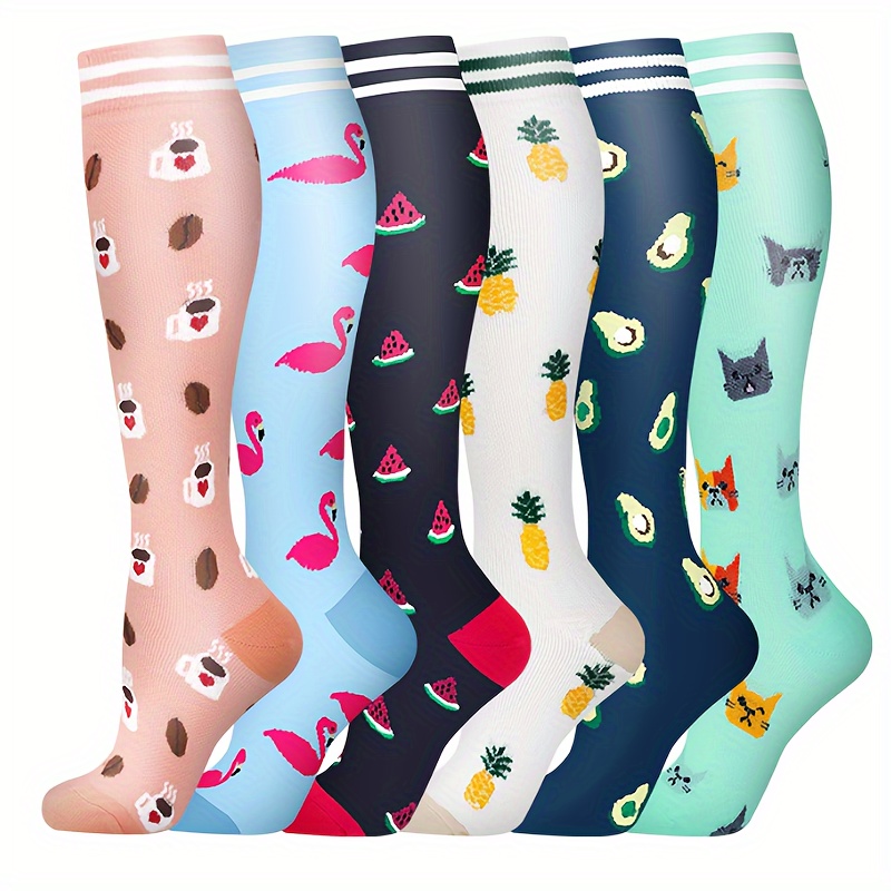 

6 paires de chaussettes de compression graduées pour femmes et hommes, meilleure sanguine, soutien optimal pour la course à pied, le sport et les voyages.