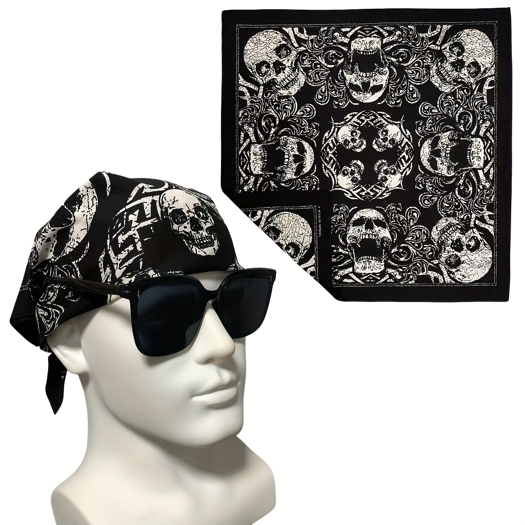 TEMU Skull Print Cotton Bandana - 21.7