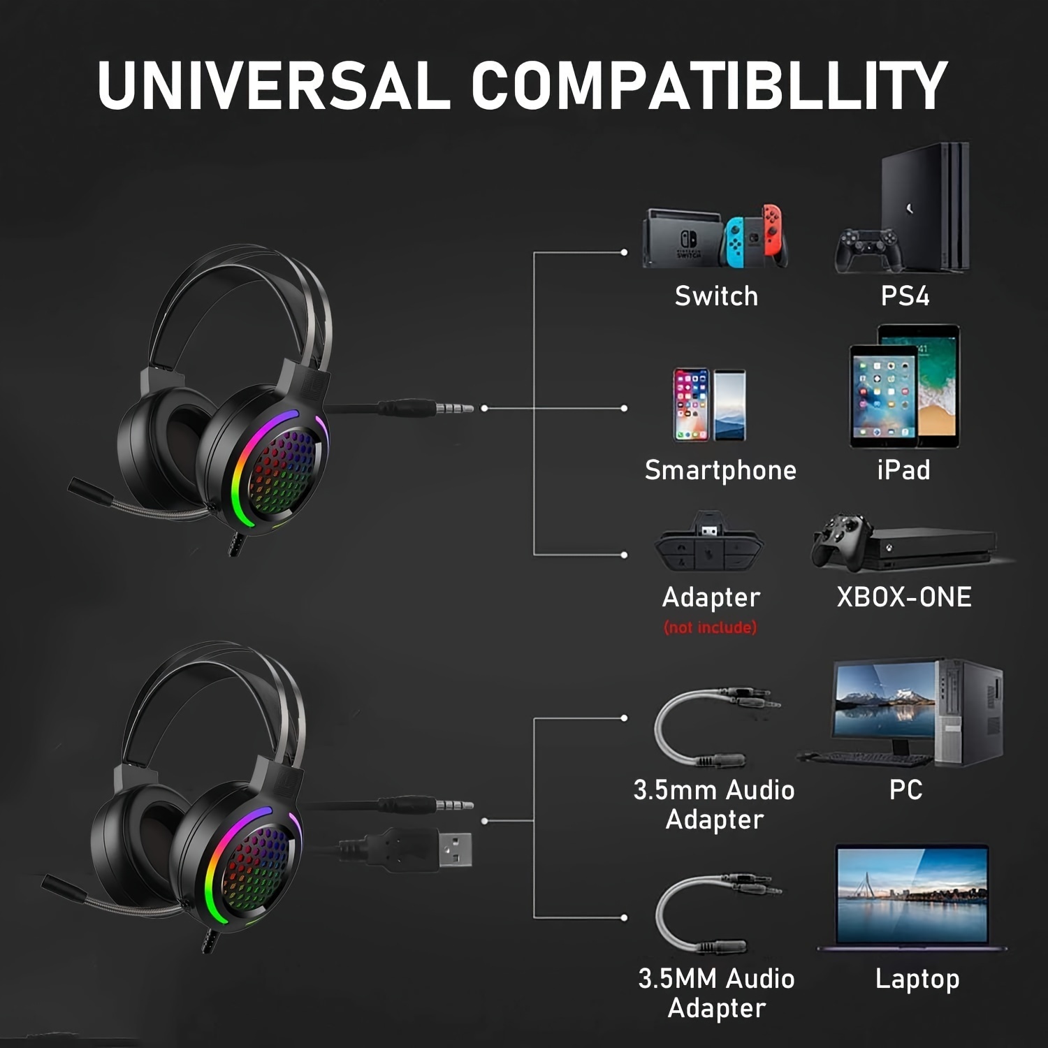 Wired Gaming Keyboard Mouse Combo Gaming Mouse Pad Headset 1 Temu