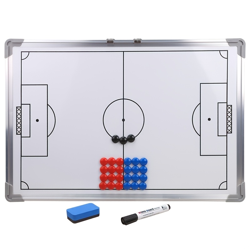 TEMU 60 X 40cm White Background Aluminum Alloy Frame Magnetic Teaching Soccer Board Wall-mountable Sand Table Demonstration Board