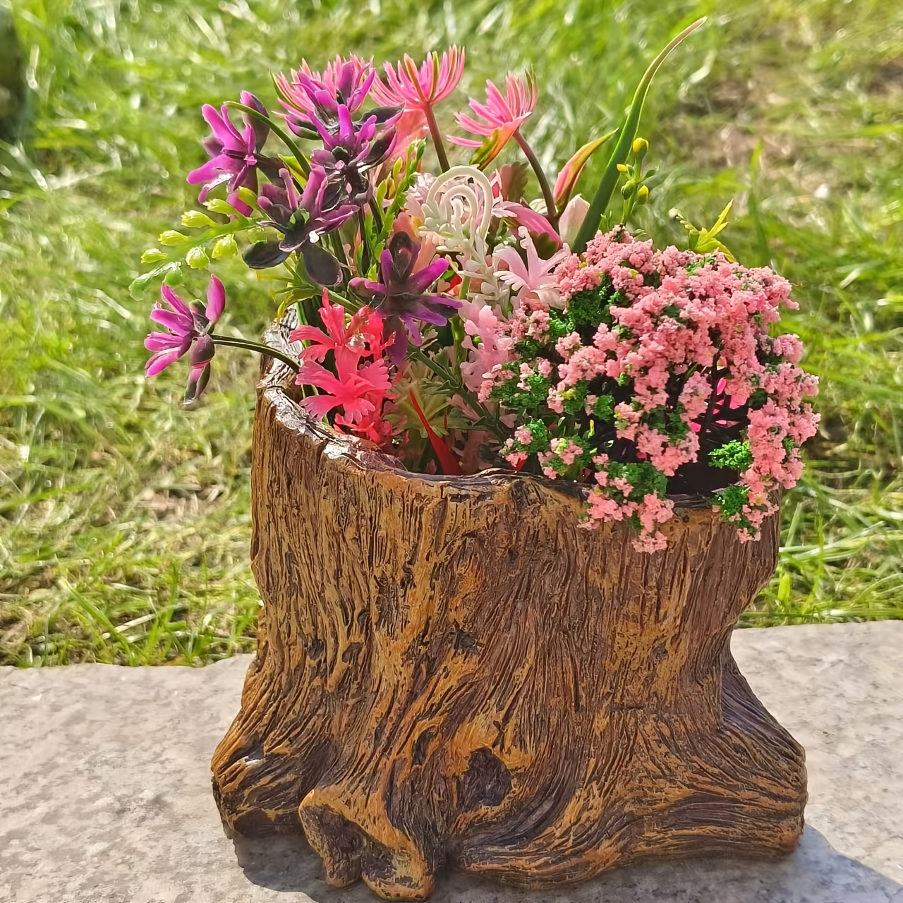 resin baumstumpf pflanzgefäß vintage stil dekorativer