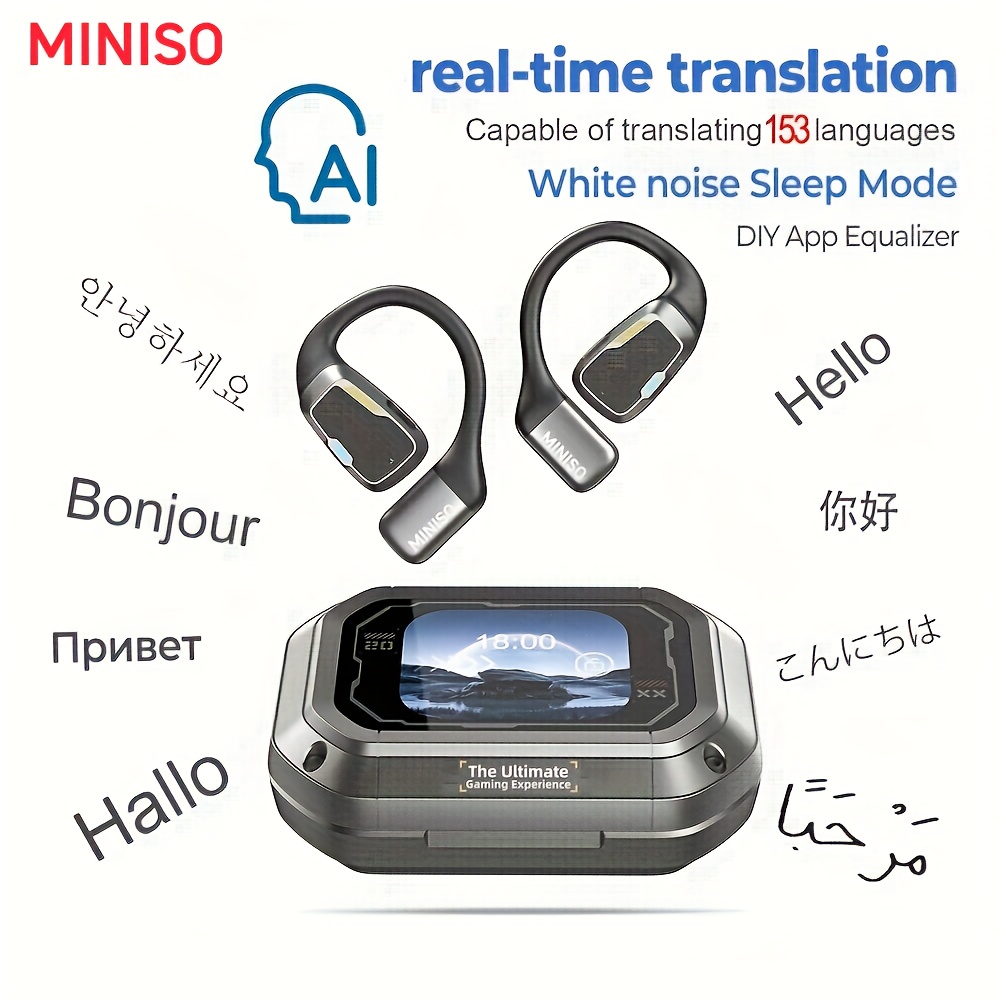 [135 Prevoditelj slušalica] MINISO M98 AI bežične slušalice za putovanja, slušalice za razgovor, ASMR slušalice, AI bežične slušalice s mikrofonom i dodirnom kontrolom