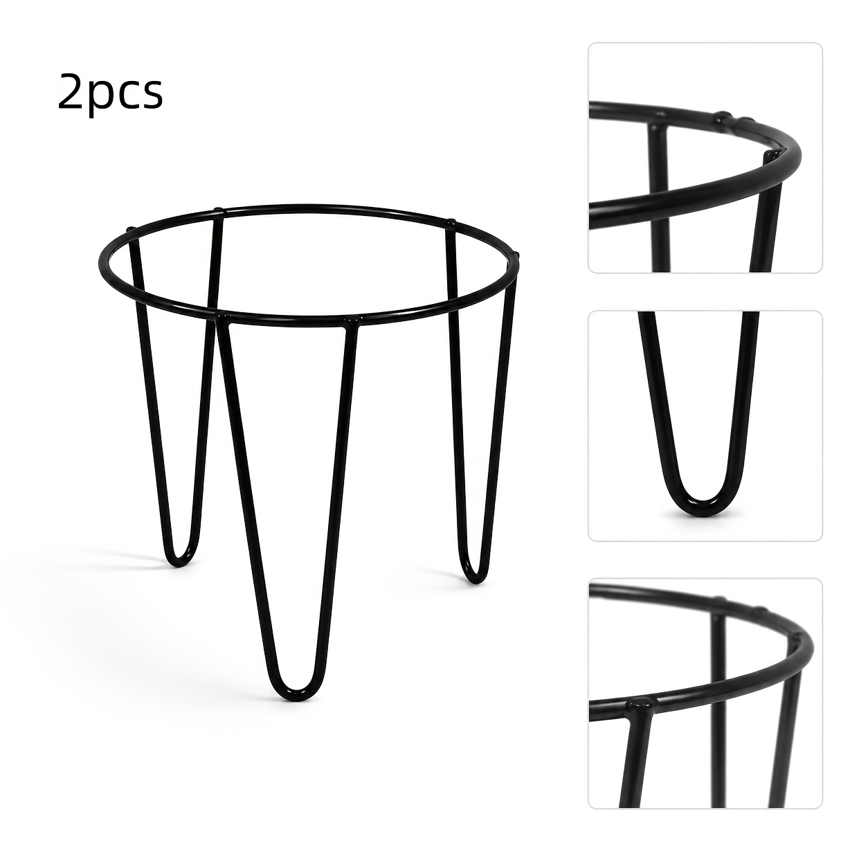 TEMU 2pcs Set Of Iron Tripod Floor Plant Stands, Indoor Round Pot And Storage Flower Holders, Living Room Balcony Succulent Pothos Single-layer Plant