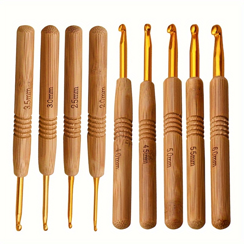 

Crochet Hooks Set, 2.0-6.0mm With Wooden Handles Stainless Steel Knitting Needles, Dark Brown