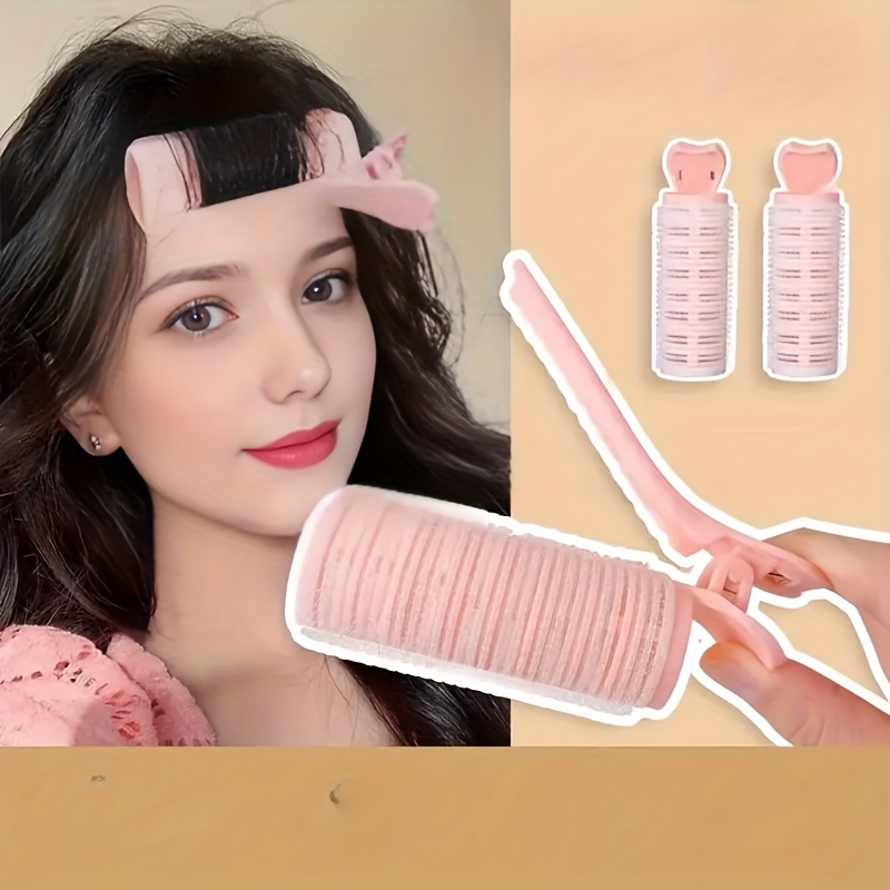 

2pcs Cute Sweet Oblong Hair Curlers, Solid Color Plastic Hair Rollers Set, Easy-to- Styling Tools For Fluffy Bangs And Curls