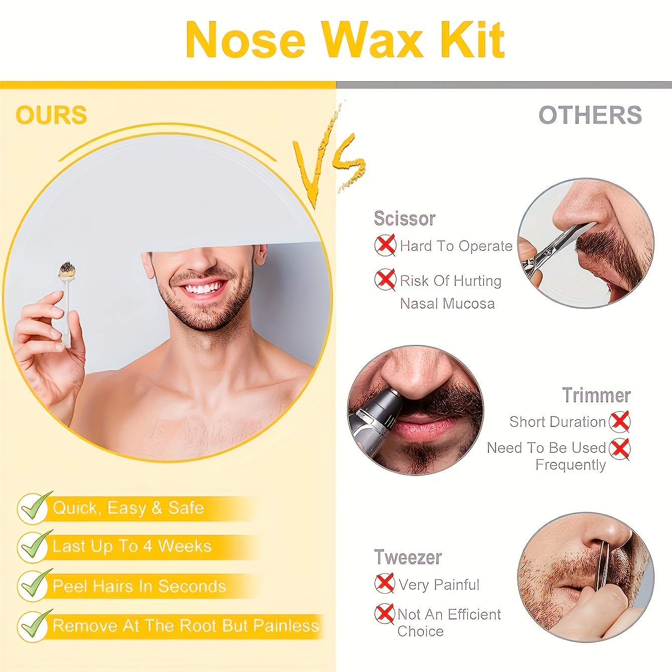 Painless Nose Hair Removal Wax Nose Wax Nostril Cleaning Depilation Paper Free Wax Cleaning Hair Wax Women Nose Kit