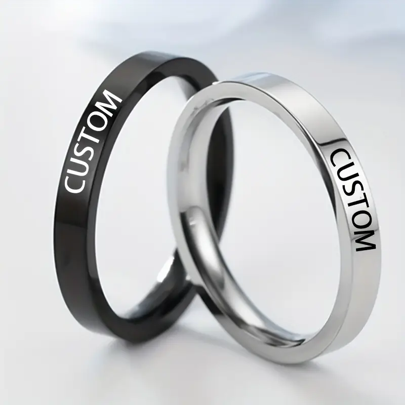 mens custom engraved text rotating ring stainless steel ring ideal gift Product details 2