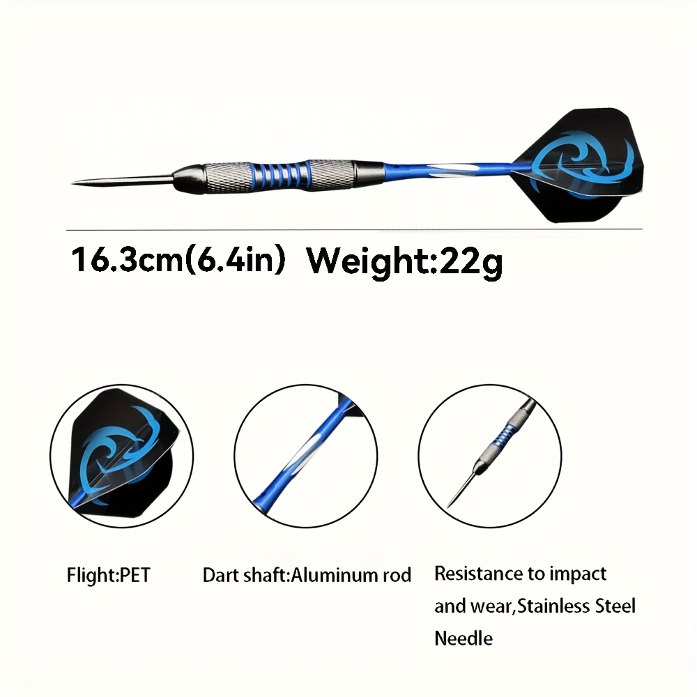 JH 22g Metal-Tipped Dart Set with Portable Case - Red & Blue Iron & Aluminum Darts for Training, Practice, and Gift - Ages 14+ - Includes 6 Darts, 2 Practice Darts, and 2 Replacement Darts - Perfect for Home, Office, or Outdoor Use, Darts Accessories, Office Game, Sleek Design, Durable Construction, Dart Set, Darts, Electronic Target Dart, Dart Game, Dart Accessories/, Dart Arrow