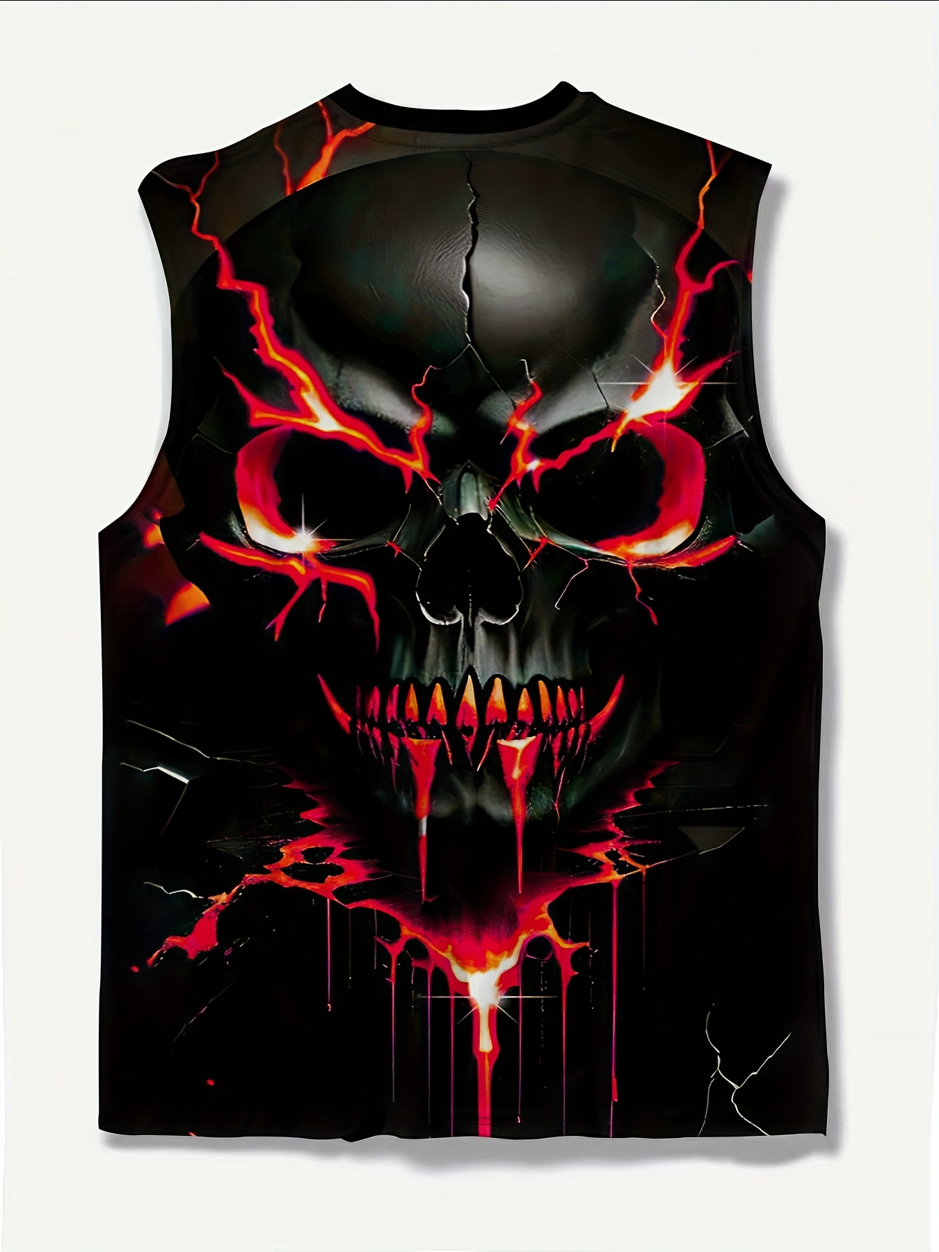 Men'S Plus Size Skull Graphic Print Tank Top - Breathable Sleeveless Workout Shirt for Gym, Basketball & Summer Training, Casual Round Neck Design, Gym Tank Top, PLUS SIZE