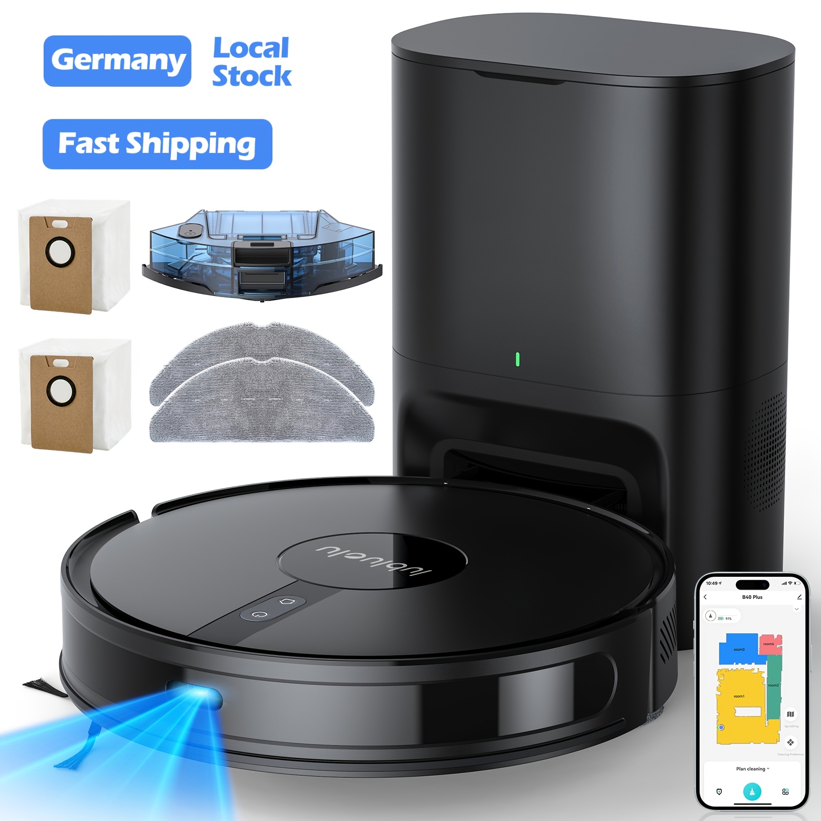 TEMU Lubluelu Robot Vacuum And Mop Combo, With Self-empty Station, Powerful Suction 20s To Collect Dust, 180min, Self-charging Feature, Cutting-edge