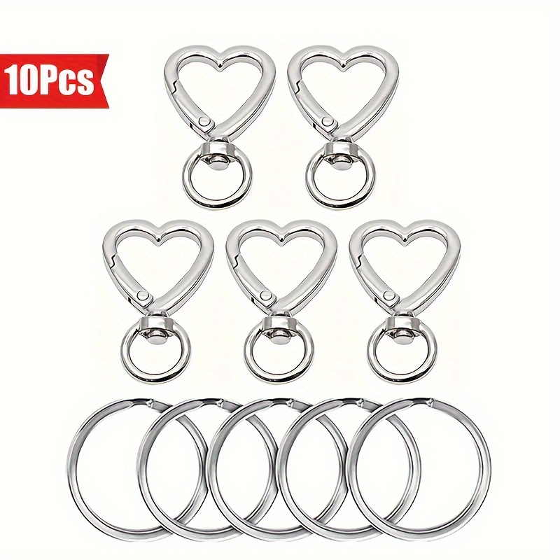TEMU Portachiavi a molla girevole a forma di cuore, ciondolo per , gancio portachiavi a forma di cuore in metallo con chiusura a a grilletto - Gancio