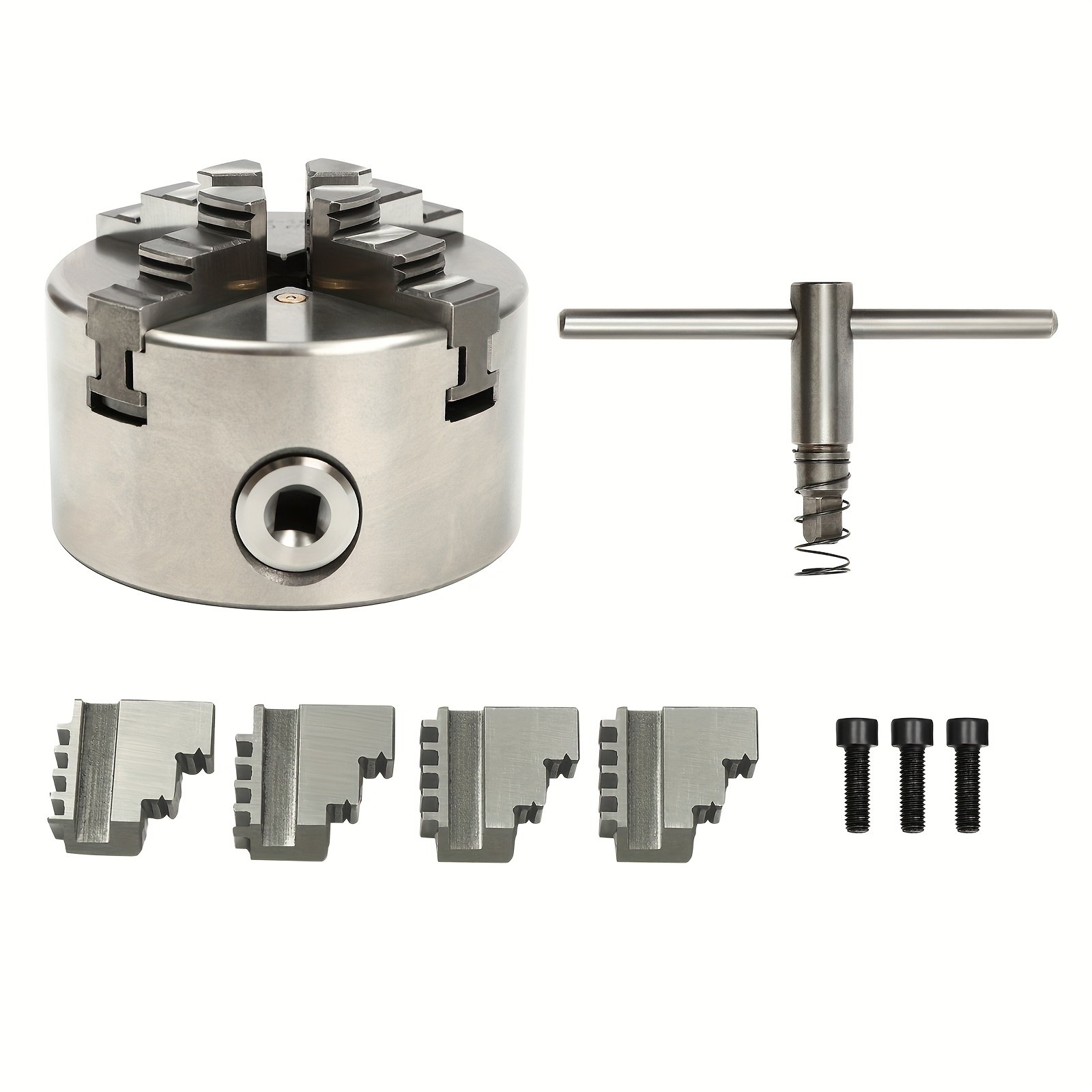 4-jaw Lathe , 80mm , Clamping Range Of 0.87-2.48 Inches With Fixing Screws, Suitable For Machining Center And Drilling Machines
