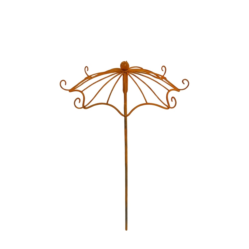 TEMU [3D] Support de fleurs de de jardin en métal de parapluie, Support de plante vintage à la rouille, Convient aux plantes grimpantes, roses, et