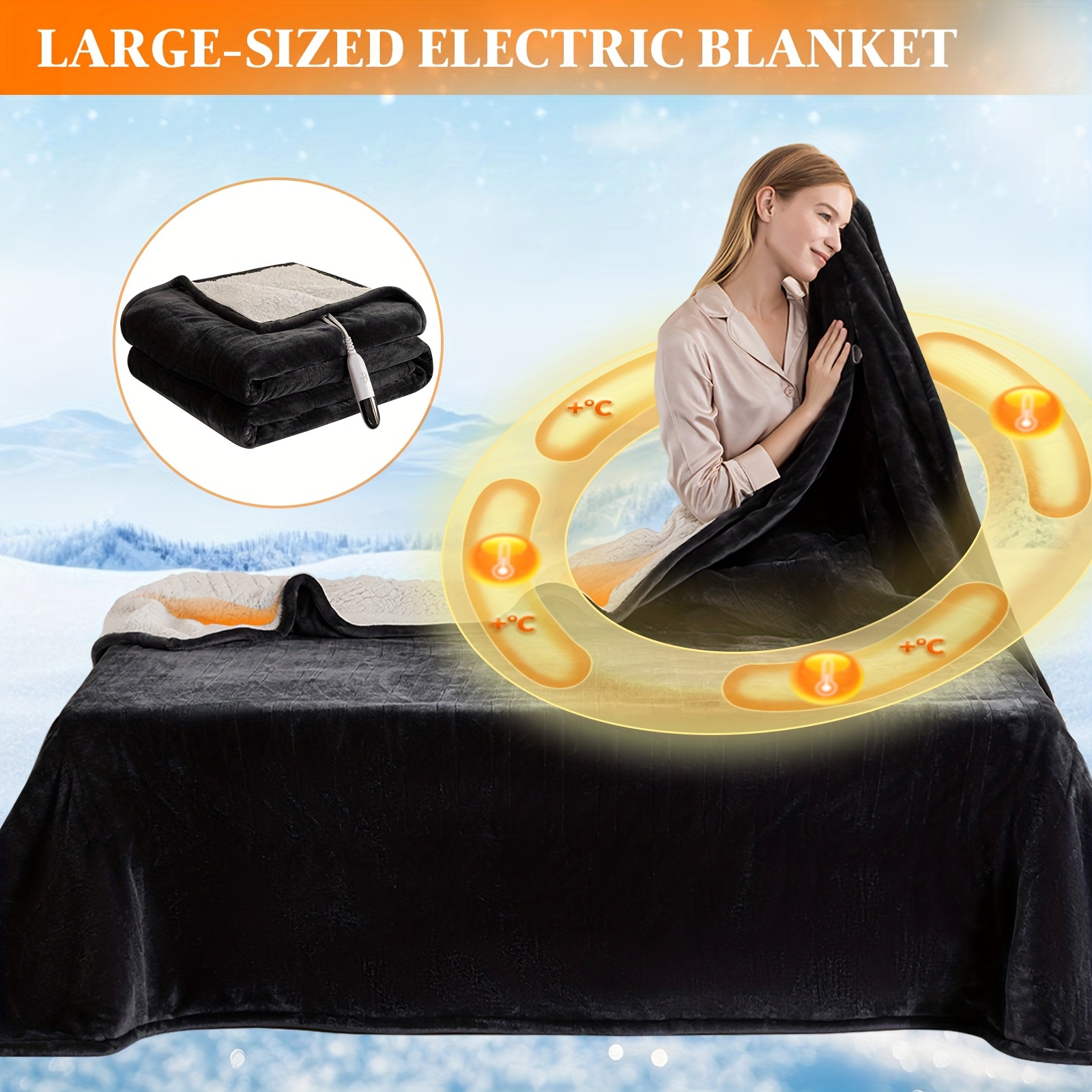 

90" X 84" Large Size Luxury Electric Blanket With , 10 Heat Settings, 9-hour Auto Off, Soft Flannel And Sherpa Material, Electric Blanket For Home, Office, Best Holiday Gift For , Machine Washable