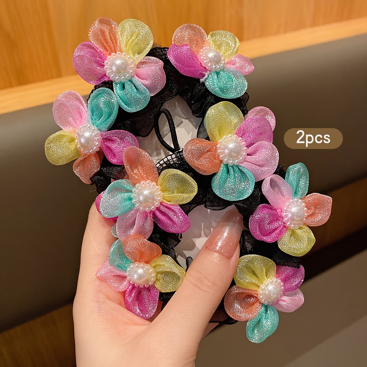 TEMU 2 Girls Dancing Hair Net Dance Grading Ballet Net Bun Hair Styling Device Hair Additions, Christmas Gift