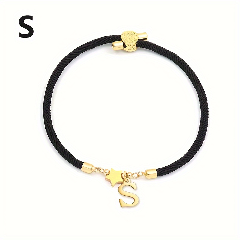 TEMU 1pc A-Z 26pcs Pulsera de Estrella con Inglesas de Acero Inoxidable, Moda Milán, Pulsera de Mujer, Uso Diario, Decoración Festiva, Regalo para y