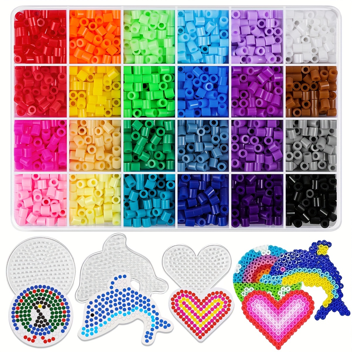 

Fantasy Style 24-color Jewelry Making Kit With 2400 Plastic Beads - Elegant 5mm Fuse Beads Set, Including 3 Pegboards, Ironing Paper, Hollow Design Elements, Ideal For Creative Crafts And Gifts