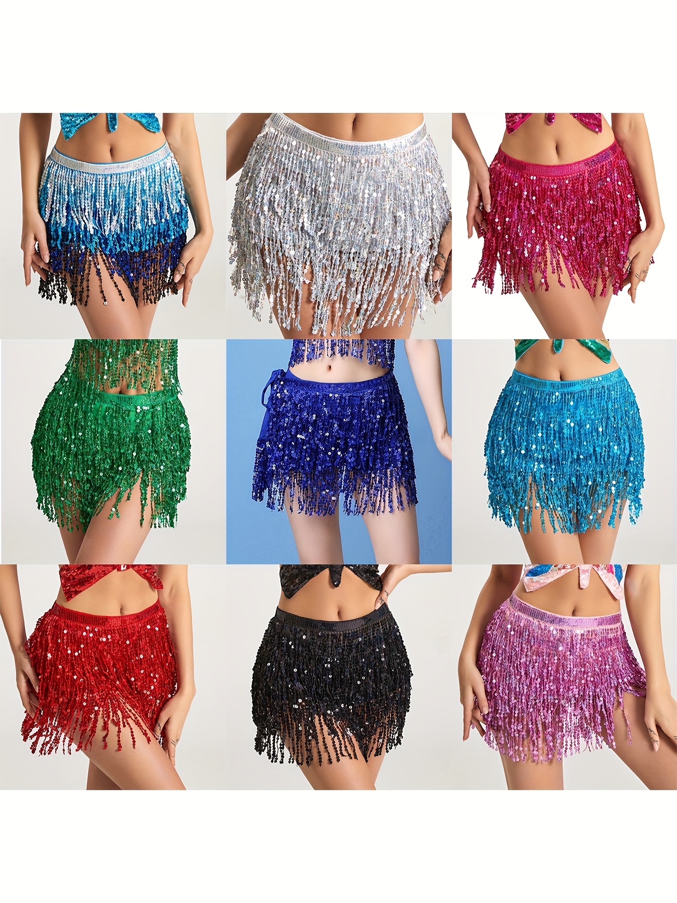 1pc ethnic style sequin fringe waistband dance skirt adjustable belt non stretch fabric hand wash only   performance costume for adults sequin accessory flapper style skirt reflective sequins